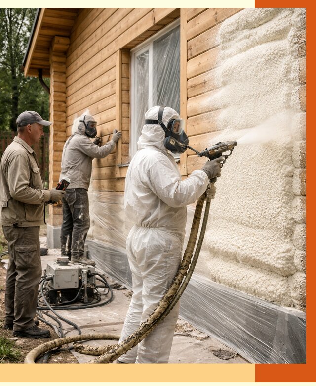 Утепление дома из бруса ППУ в Владивостоке от 3914 руб/м2 под ключ | ТепломастерВлд